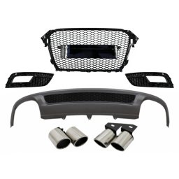 Difuzor bara spate Audi A4 B8.5 Facelift cu ornamente toba si grile S-Line