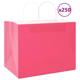 Pungi de hartie 250 buc cu manere roz 32x22x24 cm GartenMobel Dekor