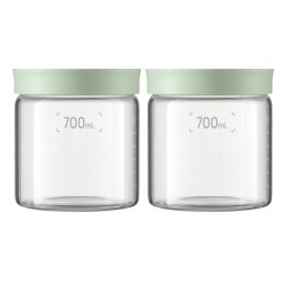 Borcane pentru depozitarea alimentelor și condimentelor BUYDEEM CS1014-CG, 2x700 ml, Potrivite pentru cuptor și cuptor cu microunde, Fără BPA, Verde