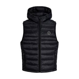 Jack & Jones Vesta barbati, cu gluga si fermoar, Regular fit, JJEKINGSLEY, Negru (SELECTATI MARIMEA: XL)