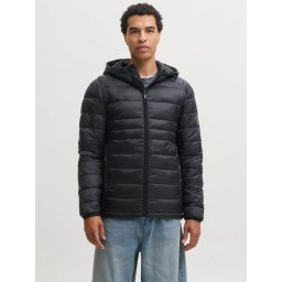 Jack & Jones Jacheta matlasata, barbati, cu gluga, Regular fit, JJEKINGSLEY, Negru (SELECTATI MARIMEA: 2XL)