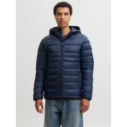 Jack & Jones Jacheta matlasata, barbati, cu gluga, Regular fit, JJEKINGSLEY, Bleumarin inchis (SELECTATI MARIMEA: 2XL)