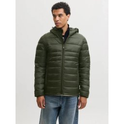 Jack & Jones Jacheta matlasata, barbati, cu gluga, Regular fit, JJEKINGSLEY, Verde inchis (SELECTATI MARIMEA: XL)
