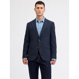 Jack & Jones Sacou elegant barbati, cu textura de fagure, Slim fit, JPRBLAENZO, Bleumarin inchis (SELECTATI MARIMEA: 54)