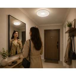 Lampa LED UFO rotunda 24W, 2400 lm, 6500K, AC85-265V, dispersor decorativ tip cristal, montaj aplicat, alb