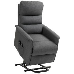 Fotoliu electric cu ridicare si masaj 8 zone cu incalzire, tesatura in poliester/metal/spuma, sezut 62.5x93x97cm reclinat 62.5x155x77.5cm, unghi max 135°, 58W, capacitate 120kg, gri - Verificat A · Re-Bloom