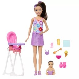 Barbie: Set de joacă babysitter - scaun de hrănire