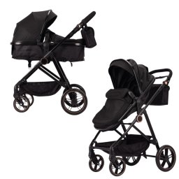 Carucior 2 in 1 F5 Negru, Reversibil cu Cadru din Aluminiu si Accesorii