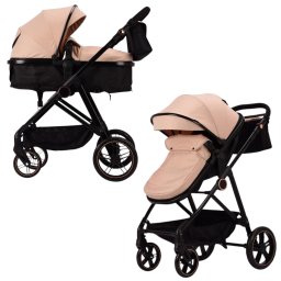 Carucior 2 in 1 F5 Crem, Reversibil cu Cadru din Aluminiu si Accesorii