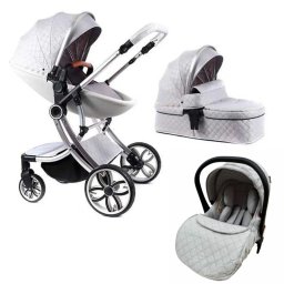Carucior Multifunctional 3 in 1, F1 Gri Forma de Ou Reversibil cu Scoica