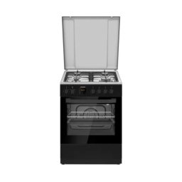Aragaz mixt HEINNER HFSC-S66FDCC-IBK, 4 Arzatoare gaz, Autocuratarea catalitica, Aprindere electrica, Dispozitiv de siguranta, Cuptor Electric, Timer, Grill, Clasa A, Negru
