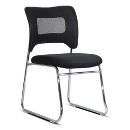Scaun vizitatori negru din mesh cu cadru metalic, stabil si respirabil HRC 613F