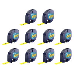 Set 10 etichete din plastic galben DYMO LetraTag 12 mm x 3m pentru identificare vizibila, depozitare si organizare S0721620