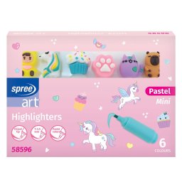 Set 6 evidentiatoare PASTEL capac cu FIGURINE, SPREE