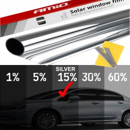 Folie oglinda pentru geamuri Silver 15% 0,5 x 3 m, cu cutter si racleta