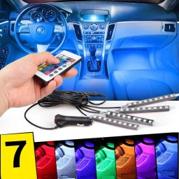 Set lumini LED auto RGB UnderCar pentru interior sau exterior, cu telecomanda, 4 x 22 cm