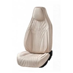 Set Huse Scaune Auto Universale CED AUTO TRADE Material Textil Cu Tetiera Integrata Fata-Spate Crem