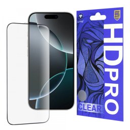 Folie de protectie Ecran Lito HD Pro Clear pentru Apple iPhone 16 Pro, Sticla Securizata, Full Glue, Neagra