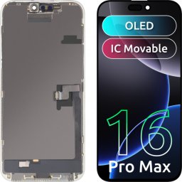 Display cu Touchscreen MP compatibil cu Apple iPhone 16 Pro Max, cu Rama, Versiune OLED FHD IC Movable, Negru
