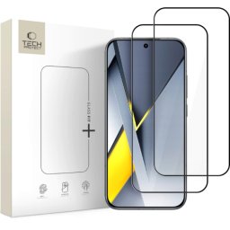 Folie de protectie Ecran Tech-Protect FIT+ pentru Xiaomi Poco F8 Ultra, Sticla Securizata, Full Glue, Set 2 bucati, 2.5D, Neagra