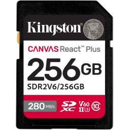 Card Memorie SDXC Kingston Canvas React Plus, 256Gb, Clasa 10 / UHS-2 U3 SDR2V6/256GB