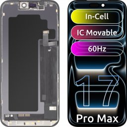 Display cu Touchscreen JK pentru Apple iPhone 17 Pro Max, cu Rama, Versiune LCD In-Cell IC Movable, Negru