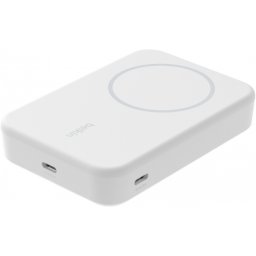 Baterie Externa Wireless Belkin BoostCharge Pro with Kickstand, 10000mAh, 15W, FQI, 1 x QI - 1 x USB-C, Alba BPD008btWH