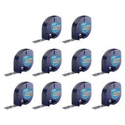 Set 10 etichete din plastic argintiu metalizat DYMO LetraTag 12 mm x 3m pentru receptii, birouri si identificare eleganta S0721730