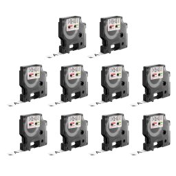Set 10 benzi DYMO LabelManager 12 mm x 6m negru pe alb pentru documente, bibliorafturi, rafturi si organizare generala S0720530