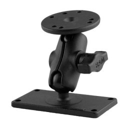 Suport dublu cu bila RAM® cu placa rotunda si placa de 2" x 4" - scurt