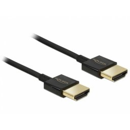 Cablu High Speed HDMI cu Ethernet T-T 3D 4K 2m Slim Premium Delock Negru
