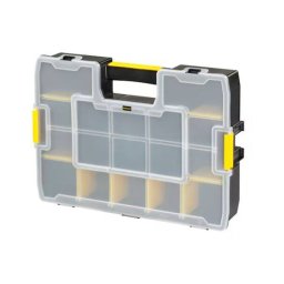 Organizator Accesorii si Piese Mici Stanley SortMaster 1-94-745 cu Capac si Maner Negru/Alb