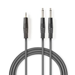 Cablu audio Nedis 2x Jack 6.35 mm - Jack 3.5 mm 1.5m Grey