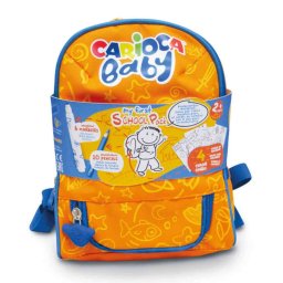 Ghiozdan Carioca Baby Include Markere Creioane si 4 Cartonase de Colorat 2 Ani + Portocaliu/Albastru