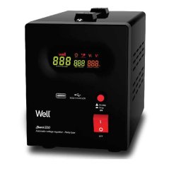 Stabilizator de Tensiune cu Releu WELL Guard 500VA / 300W Automat Negru