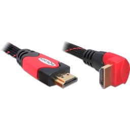 Cablu Video Delock HDMI Conector 90grade 2m Rosu/Negru