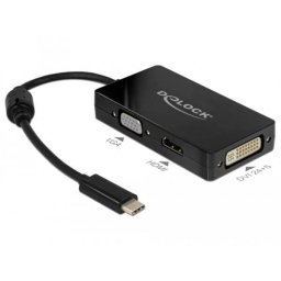 Adaptor Delock USB-C St Male VGA/HDMI/DVI Female 13cm Negru