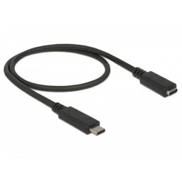 Delock USB 3.2 Gen 1 extension cable, USB-C male > USB-C female (black, 0.5 meter, SuperSpeed)