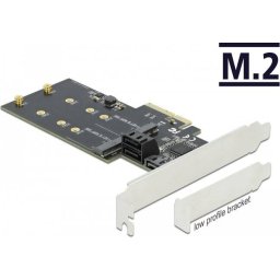 Delock PCIe 3P SATA + M.2 KeyB x4 LP 90499