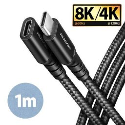 Cablu de Date Prelungitor AXAGON USB-C la USB-C 3.2 Gen 2 240W Matisat Conector Aluminiu Lungime 1M Negru