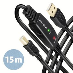 Cablu USB Repeater AXAGON ADR-215B USB-A - USB-B 15M Negru