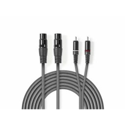 Cablu Audio XLR Nedis 2x XLR 3-Pini Mama - 2x RCA Tata 3m Gri