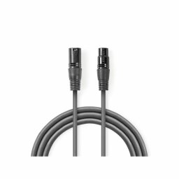 Cablu Audio XLR Nedis 3-Pin Mama - XLR 3-Pin Tata 15m Gri