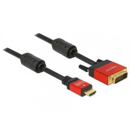 Cablu Delock HDMI la DVI-D Dual Link 24+1pini Premium T-T 5m Negru