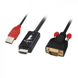 Cablu Lindy Convertor HDMI la VGA T-T 2m Alimentare USB Negru