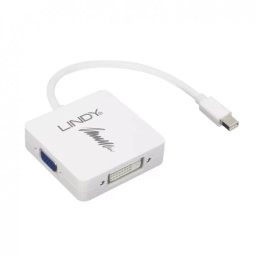 Adaptor Lindy Mini Displayport 1.2 la HDMI VGA & DVI-D Activ Alb