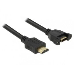 Cablu Prelungitor Delock HDMI tip A T-M Panel-Mount 4K 30 Hz 2m Negru