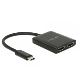 Multiplicator Delock USB-C la 2 x HDMI 4K 30Hz Negru