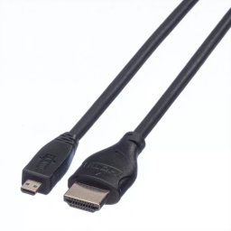 Cablu ROLINE HDMI la micro HDMI-D v1.4 T-T 2m Negru