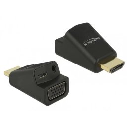 Adaptor Delock HDMI la VGA Audio Si Alimentare micro USB Negru